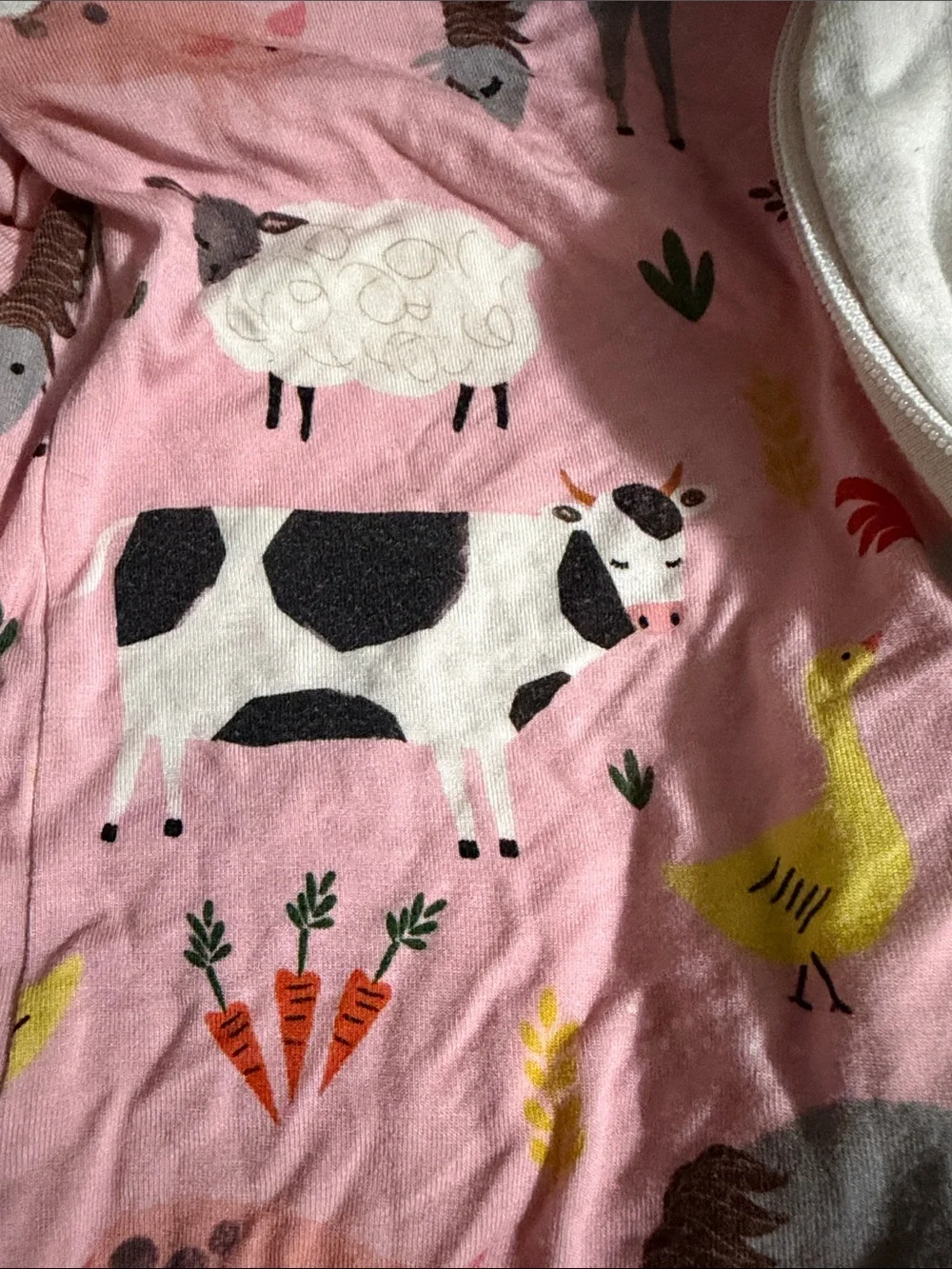 Little Sleepies Pink Farm Animal & Carrot Footed One-Piece